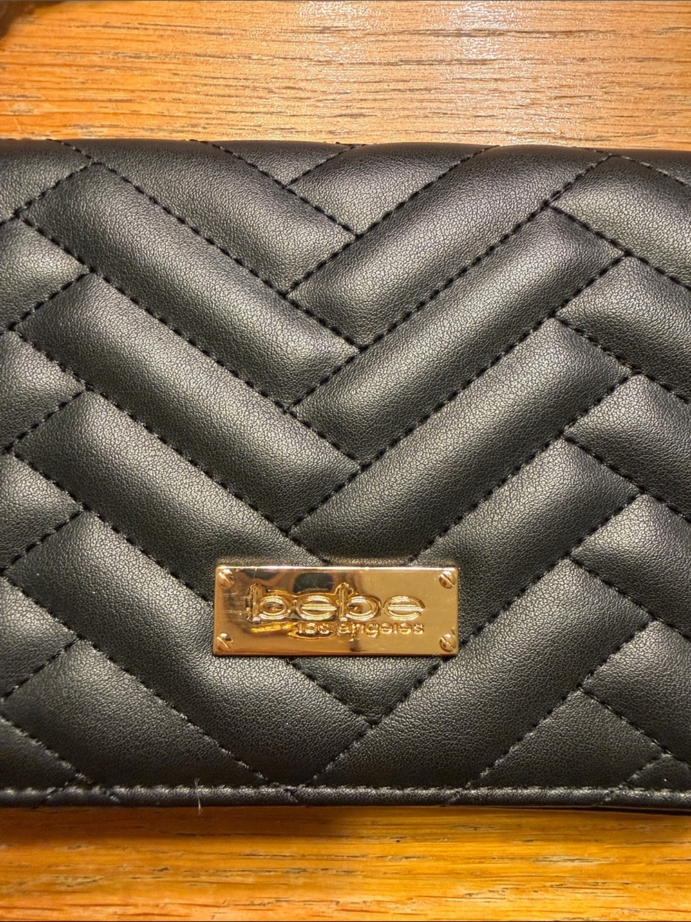 bebe Black Quilted Crossbody with Gold-Tone Chain - Picture 2 of 8
